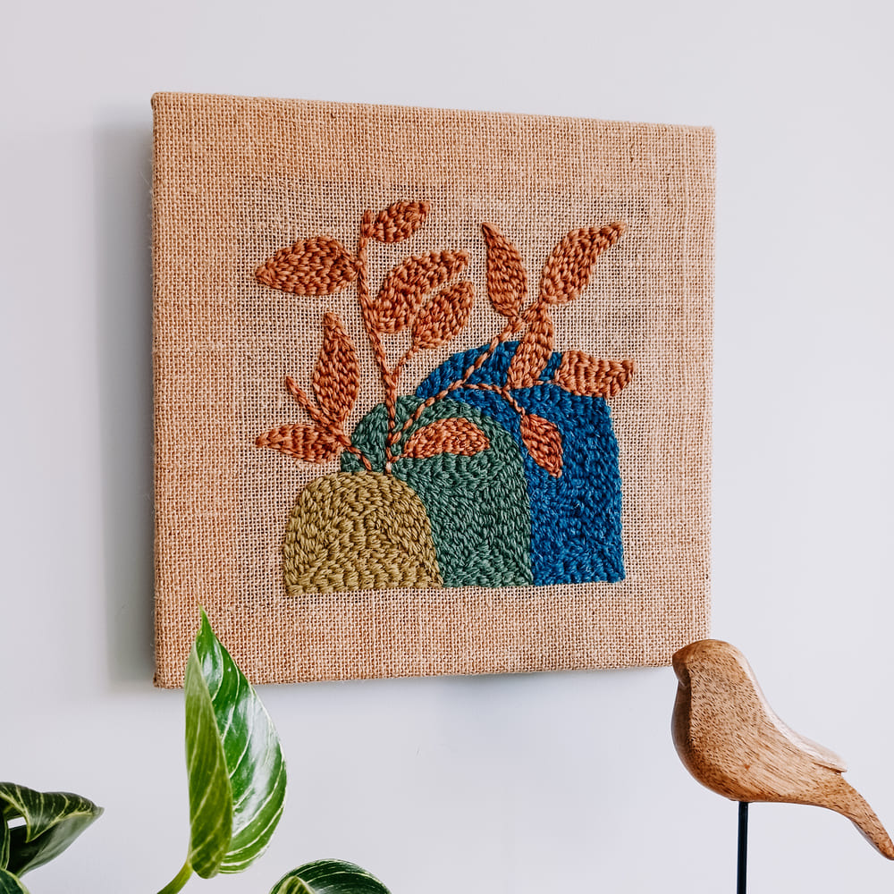 Obraz punch needle "Złote liście"