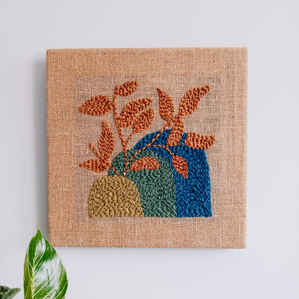 Obraz punch needle "Złote liście" - obrazek 4