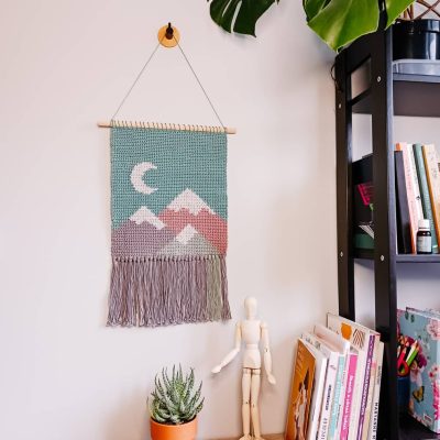 Dekoracja ścienna - makatka "Góry z księżycem"