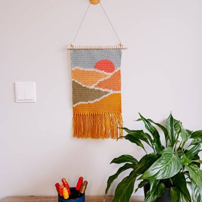 Romantyczna dekoracja ścienna - makatka "Zachód słońca"