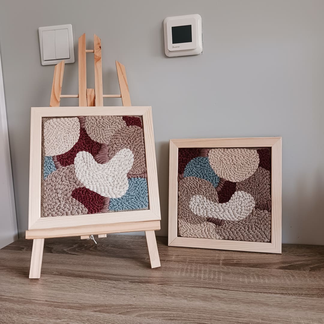 Zestaw dwóch obrazków punch needle "Dwa światy"