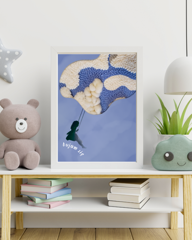 wizualizacja plakatu w pokoju dziecięcym